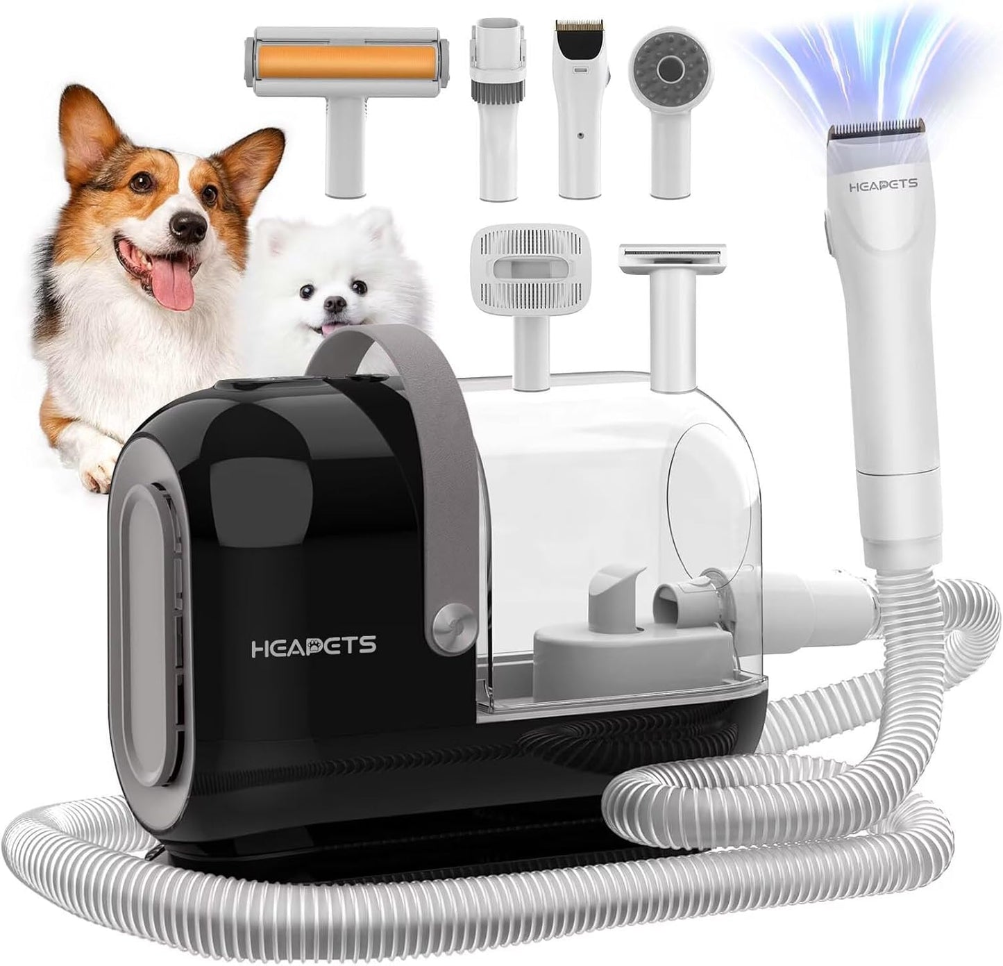 Dog Grooming Vacuum Kit for Pet Shedding at Home, Black