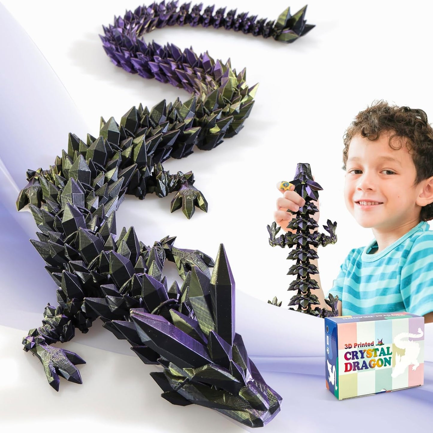 Large 3D Printed Dragon Toy for Home Office Decor and Fidgeting