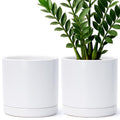 D'vine Dev 8.2 in Ceramic Planter Pots Set of 2 - Minimalist Drainage
