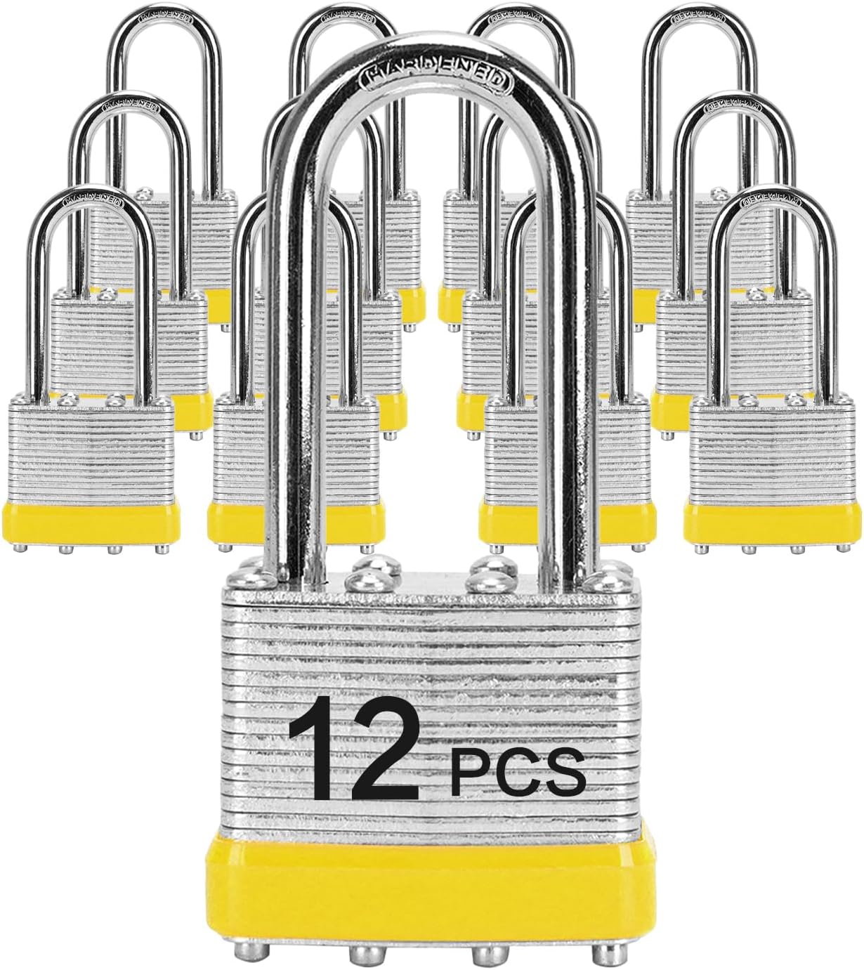 Keyed Alike Padlocks with Same Key - 12 Pcs Laminated Locks