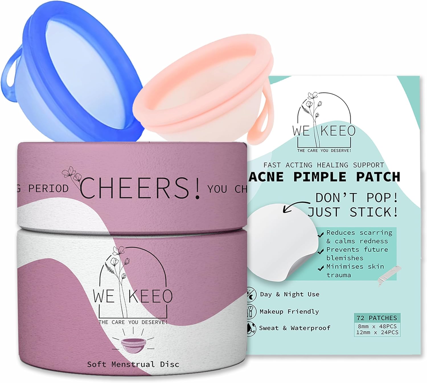 72 Pimple Patches + 2 Reusable Menstrual Discs - Double Relief!