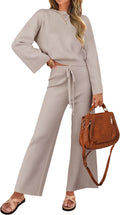 ZESICA Women's 2 Piece Knit Lounge Set - Casual Long Sleeve Sweatsuit