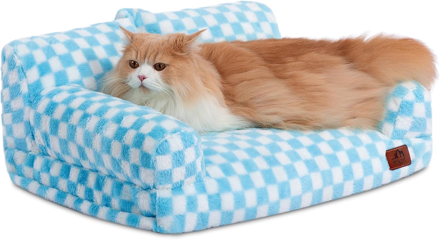 Hollypet Fluffy Plush Dog Cat Couch Soft Calming Sofa Bed