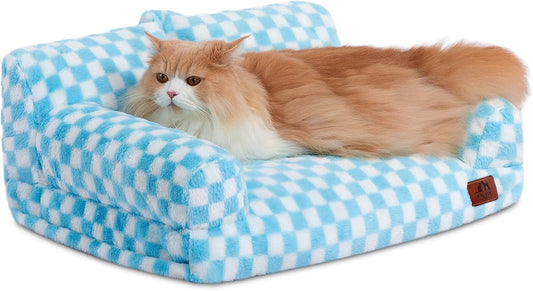 Hollypet Fluffy Plush Dog Cat Couch Soft Calming Sofa Bed