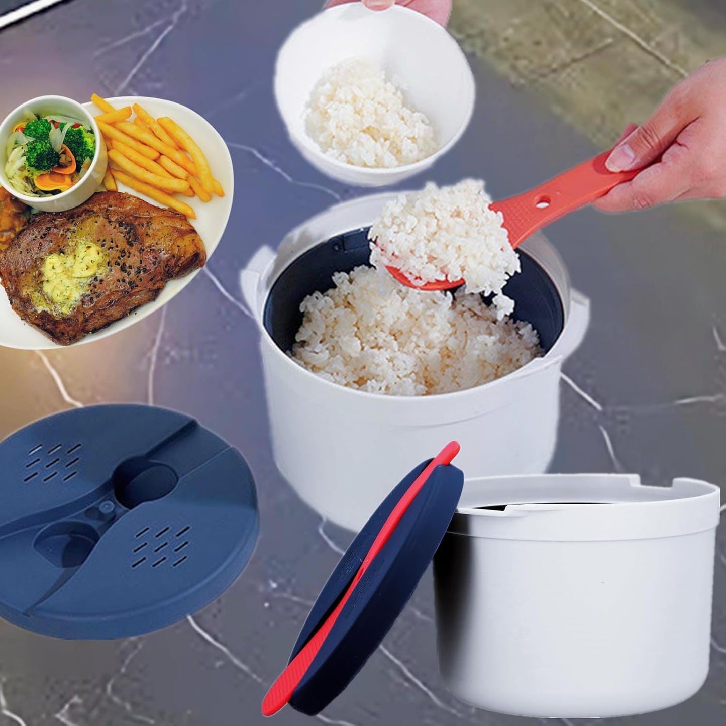 Qivine Microwave Steamer Cooks 8 Cups Fast