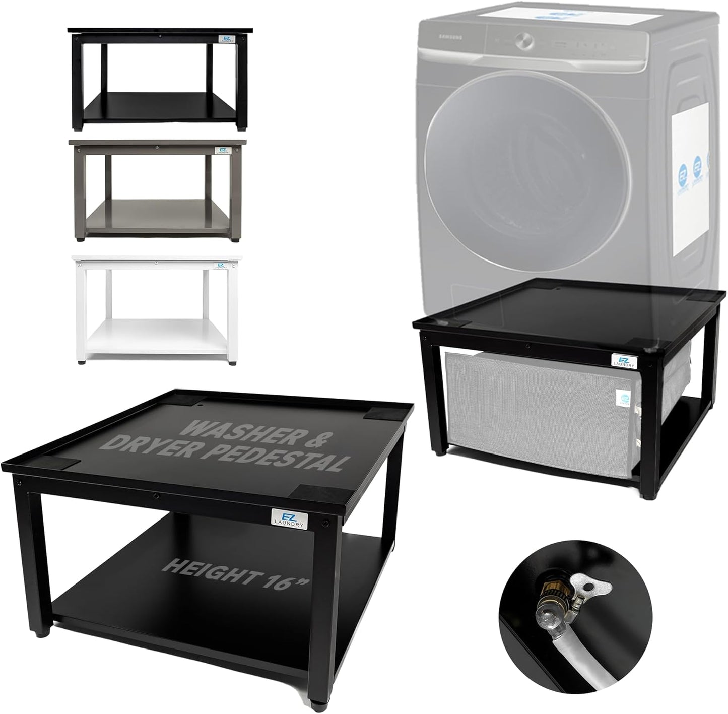 Washer and Dryer Pedestals for 29in Machines with Leak Protection
