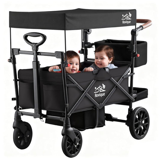 Rovique Wagon Stroller for 2 Kids - All-Terrain Foldable Design