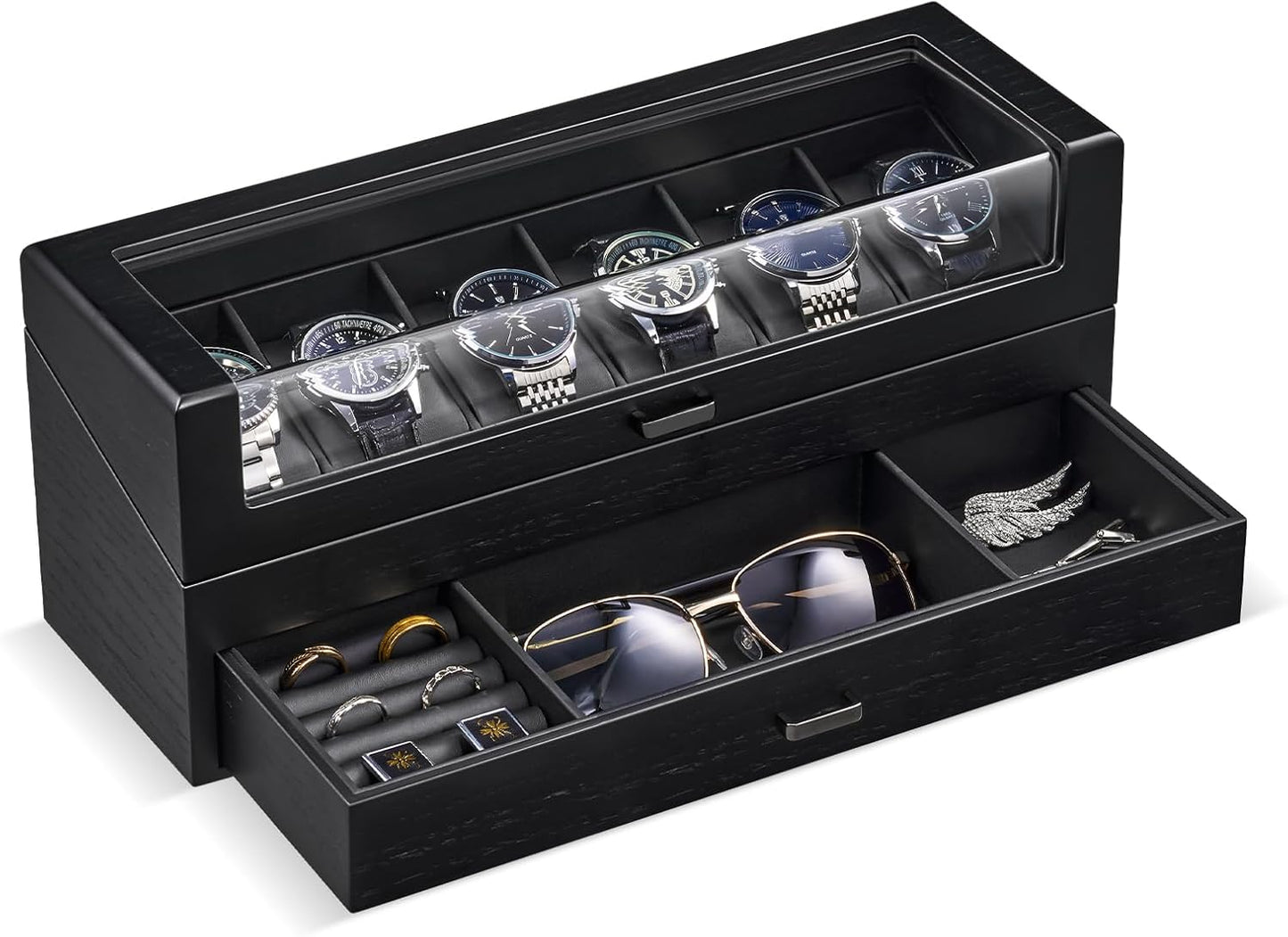ProCase Wooden Watch Box for Men - Elegant 6 Slot Organizer