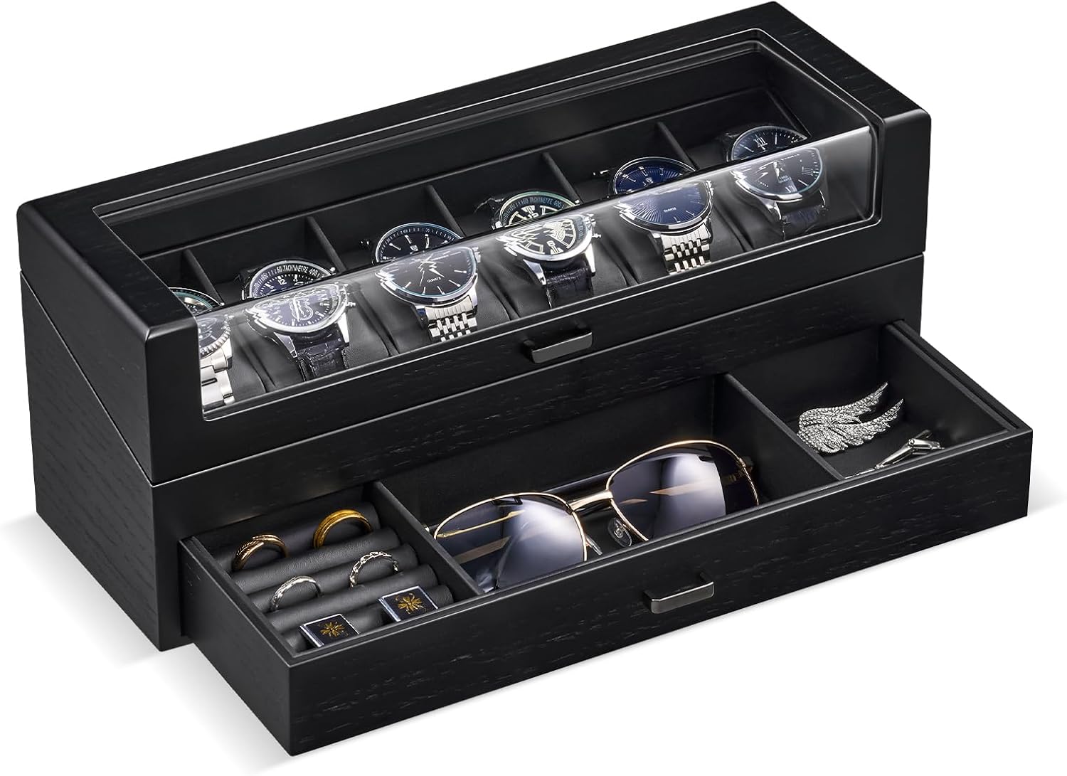 ProCase Wooden Watch Box for Men - Elegant 6 Slot Organizer