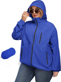Plus Size Womens Waterproof Rain Jacket with Hood - XL to 5XL