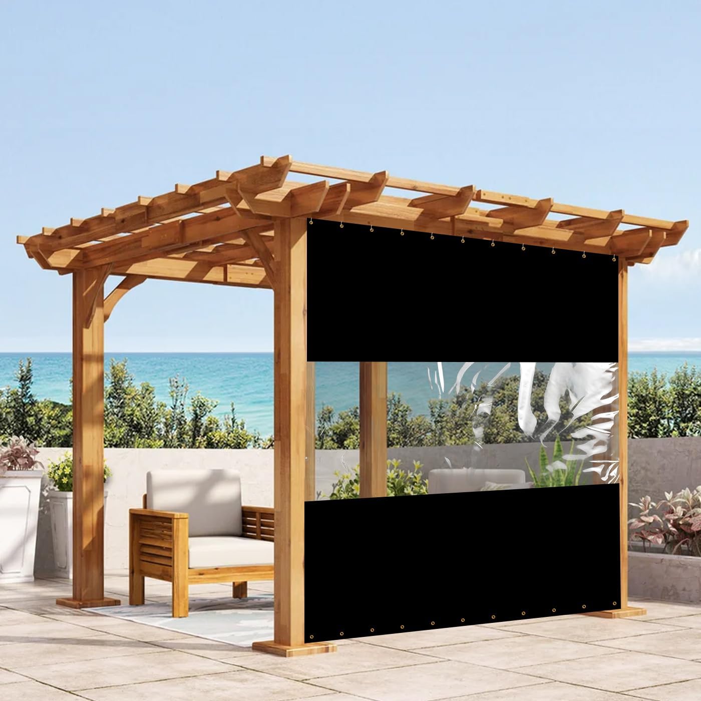Outdoor Clear Panel Curtain for Patio - Weather Resistant Vinyl