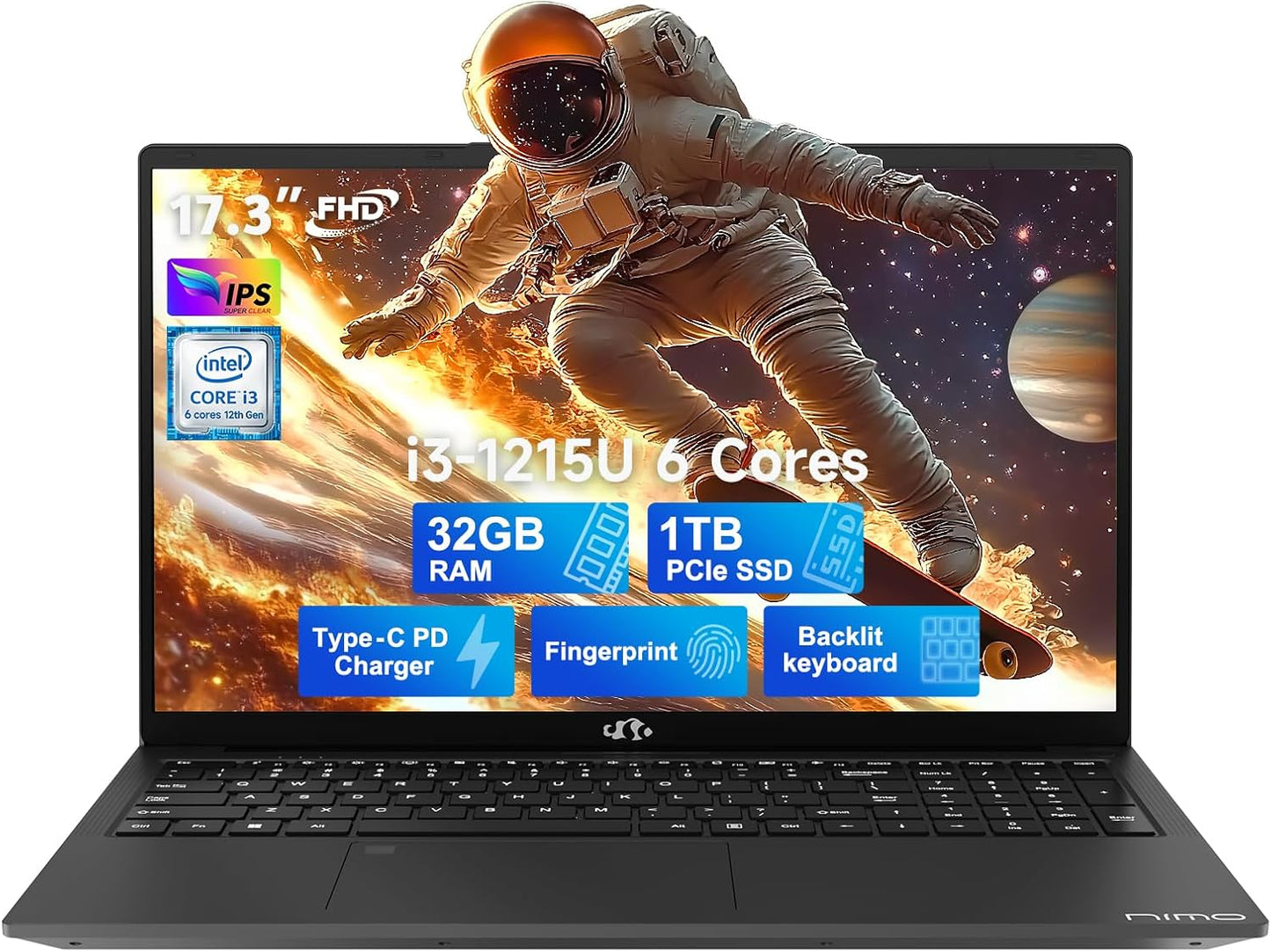 NIMO 17.3 FHD Business Laptop with Intel i3-1215U and 32GB RAM