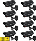 Macarrie 8 Pcs Dummy Security Camera Pack - Realistic LED Deterrent