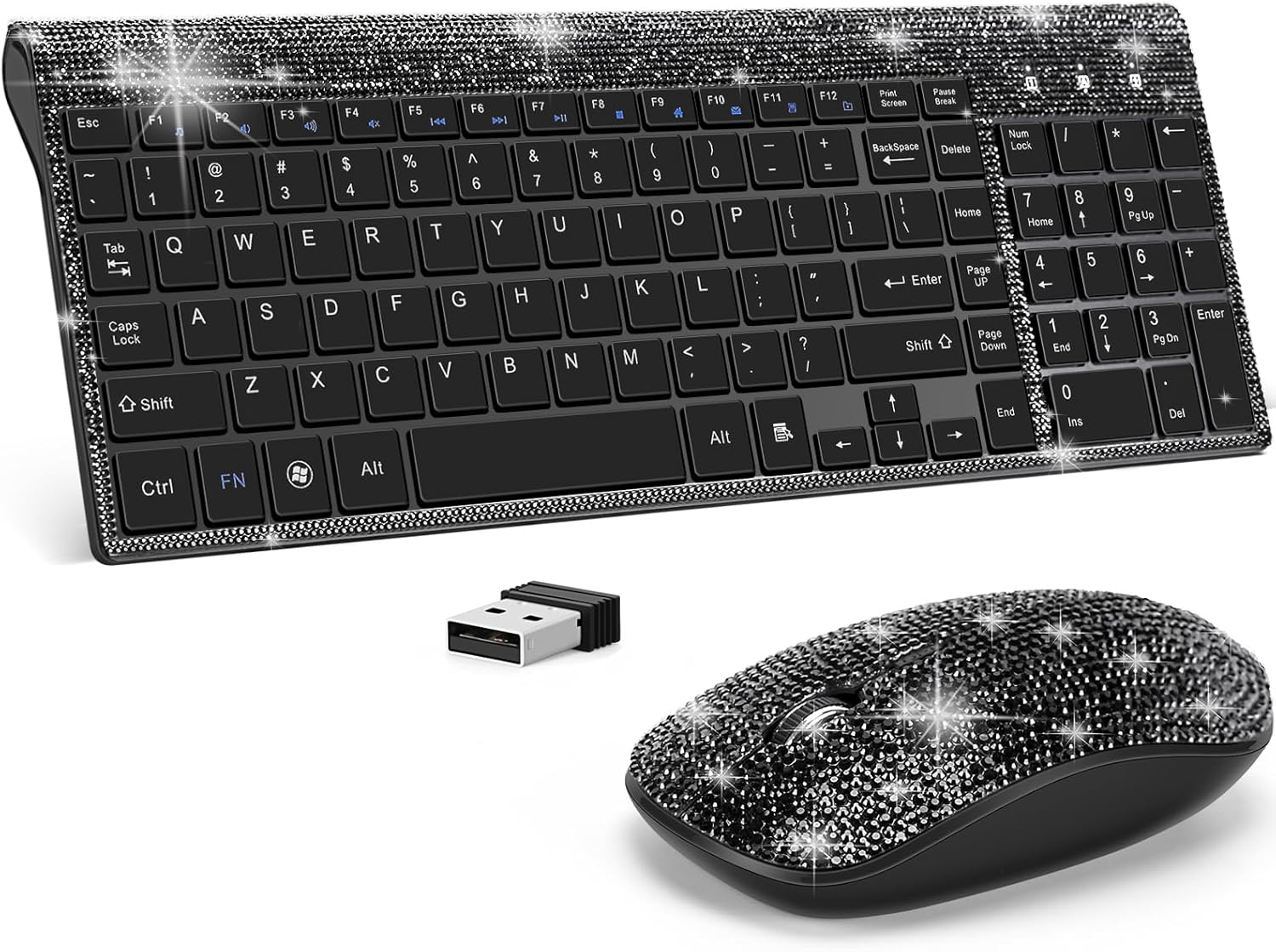 Dazzling Luxury Wireless Keyboard and Mouse Gift Set for Her