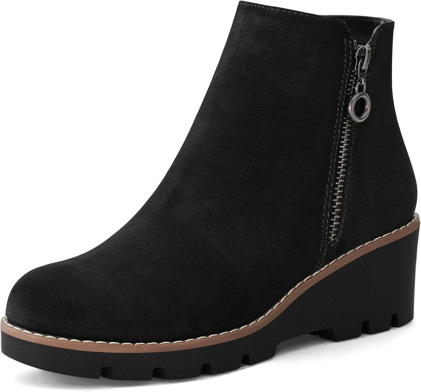 mysoft Women's Ankle Boots Zipper Wedge Booties for Style