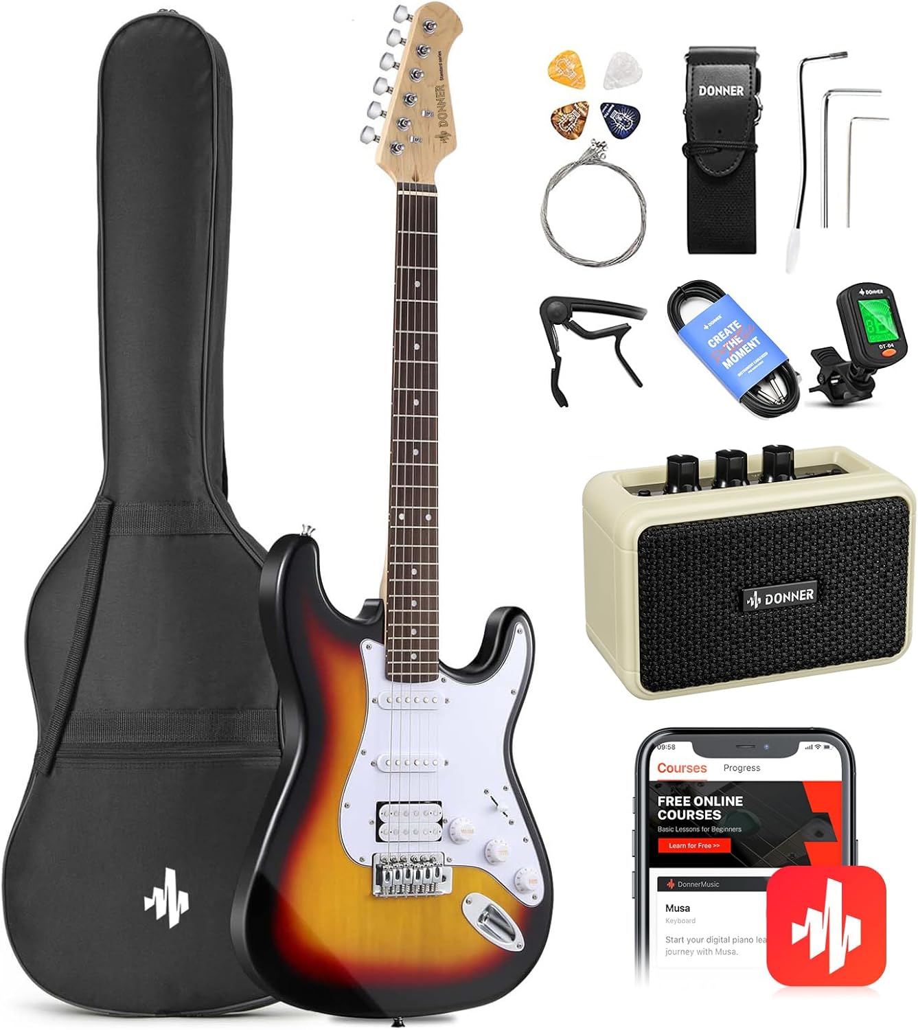 Donner Full Size Electric Guitar Kit - Beginner Friendly!