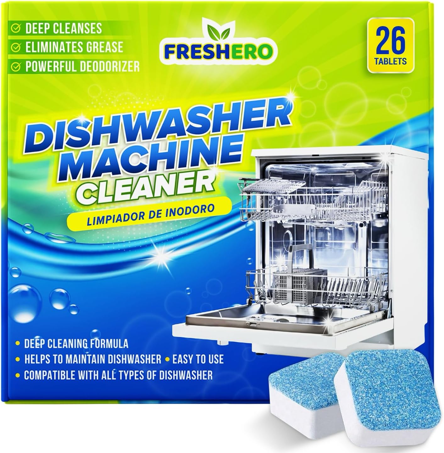 Deep Clean Dishwasher Tablets - Eliminate Grease & Build-ups, 1 Year Supply