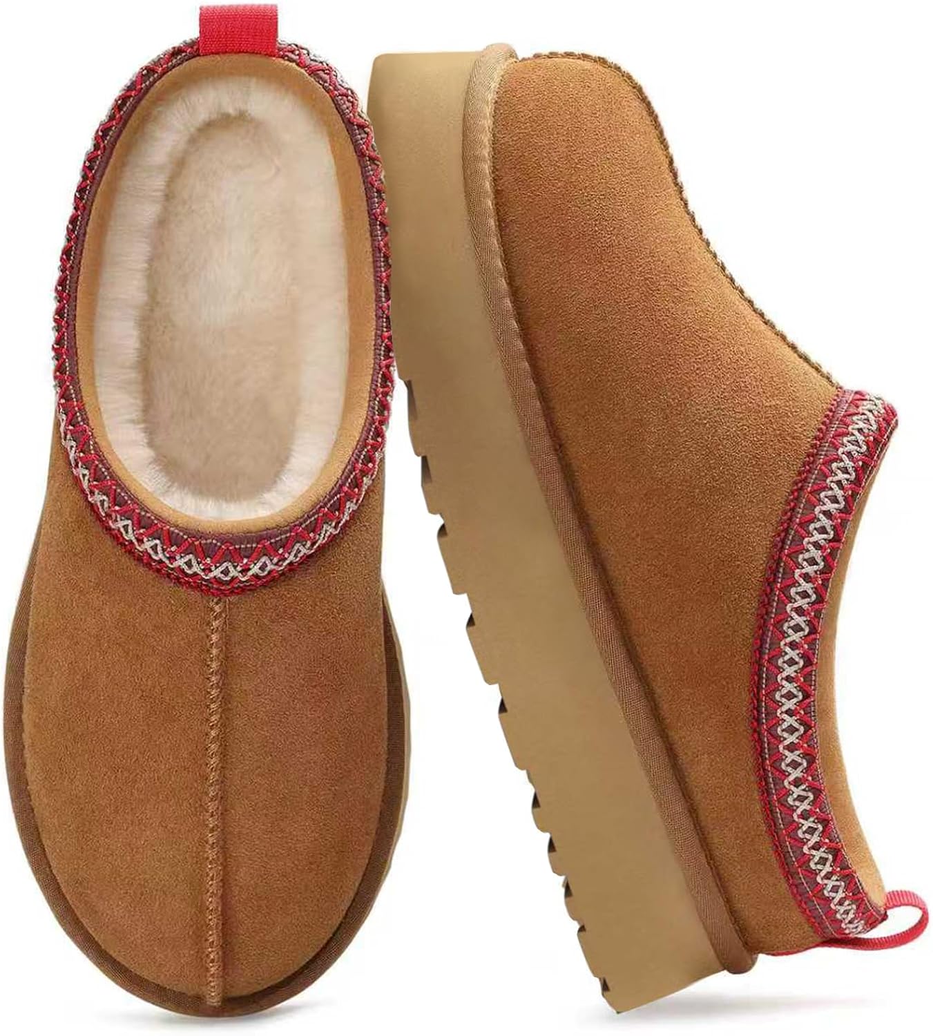 Women's Platform Mini Boots with Fleece Lining for Comfort