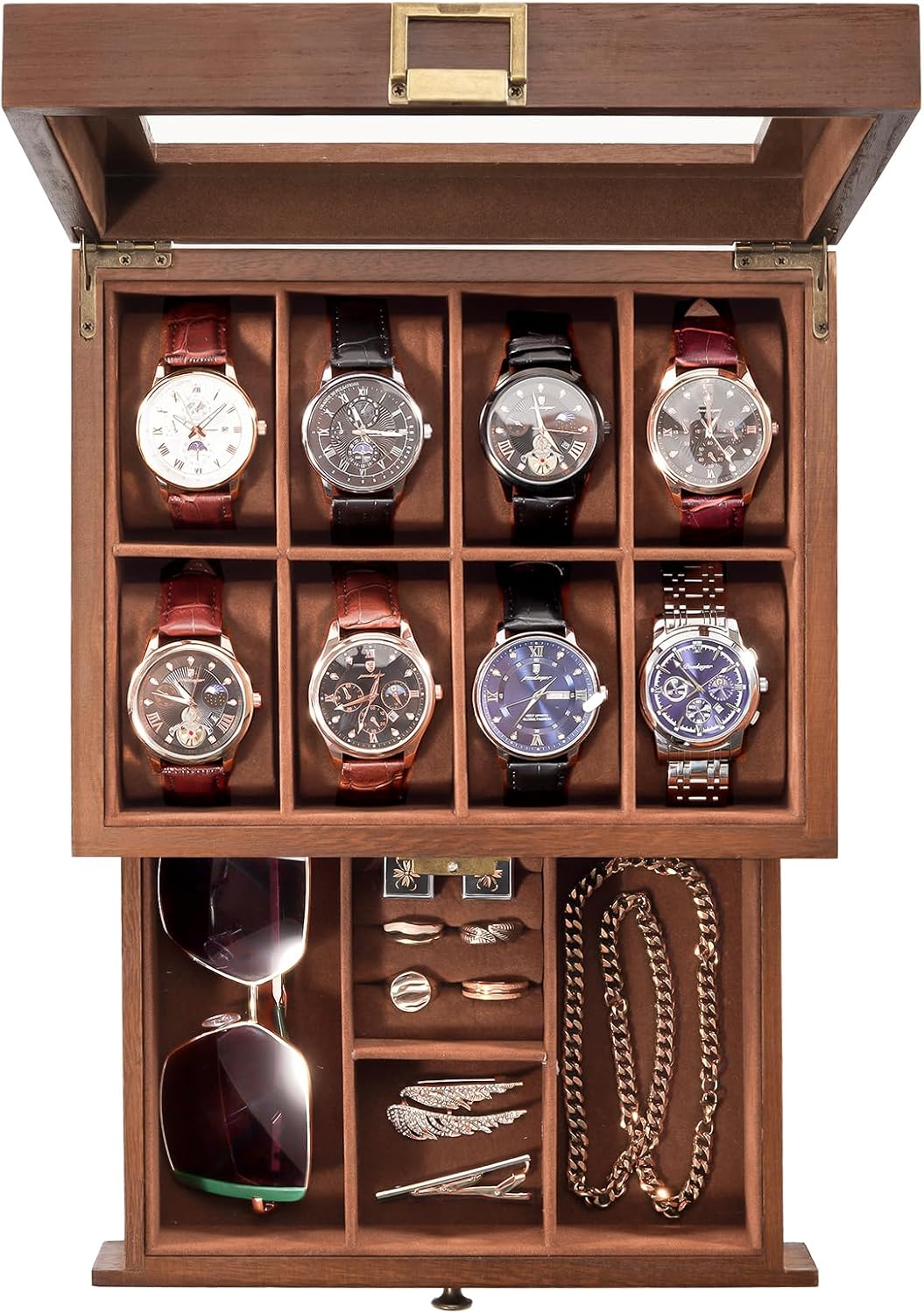 ProCase 8-Slot Wooden Watch Box - Stylish Storage Solution