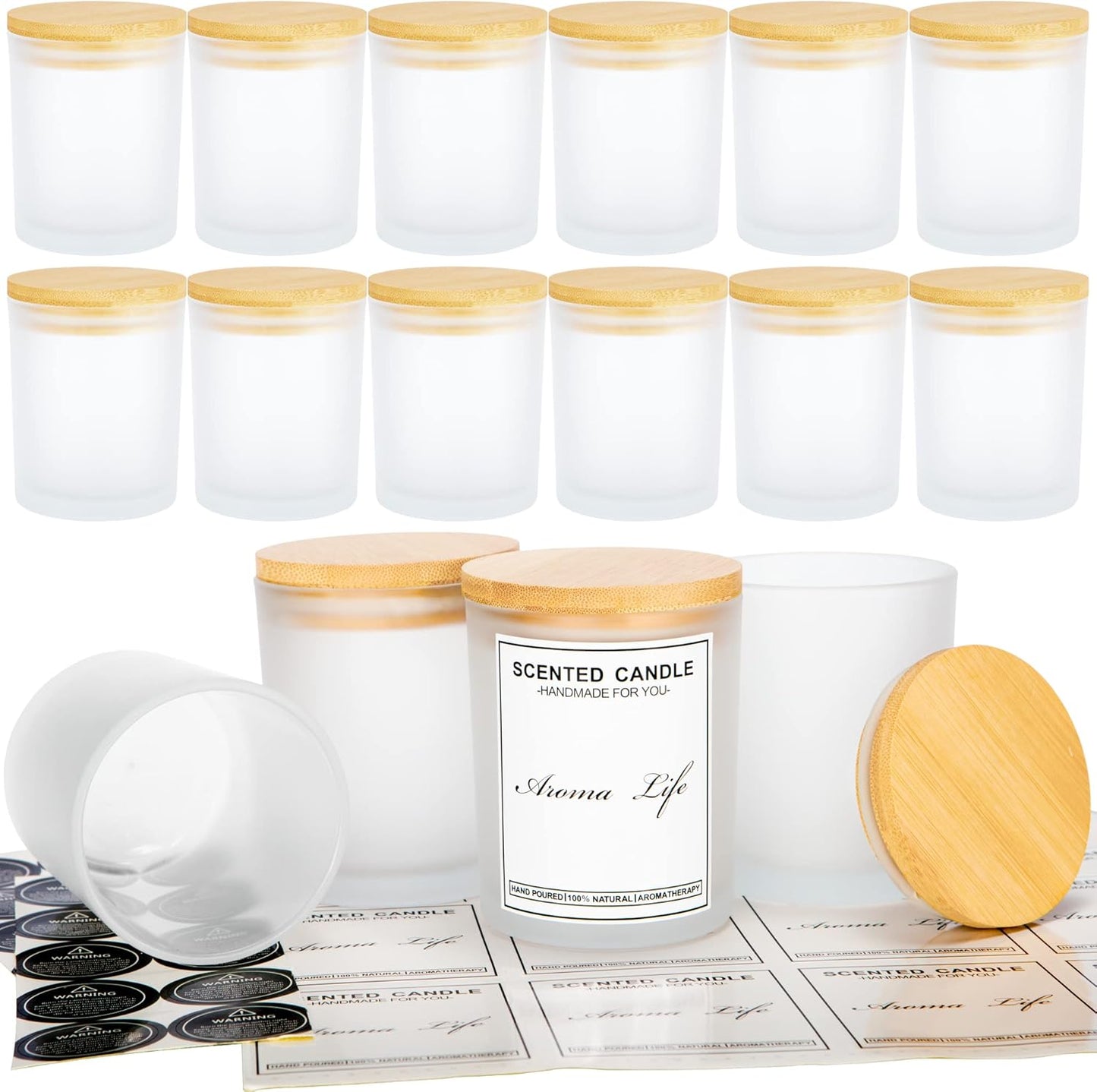 10oz Candle Jars with Bamboo Lids for DIY Candle Making