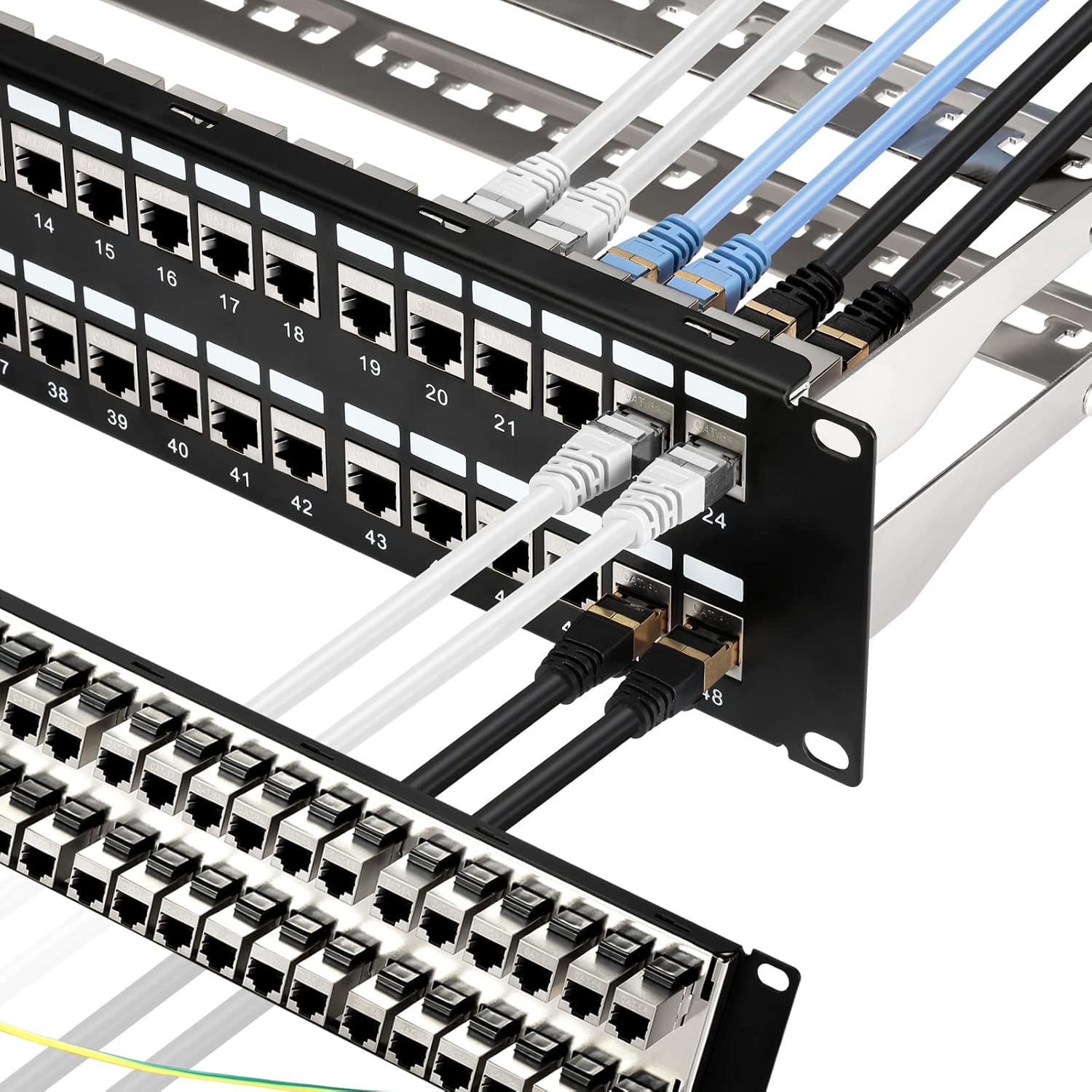 48 Port Cat6A Patch Panel with Inline Keystone for 10G Support