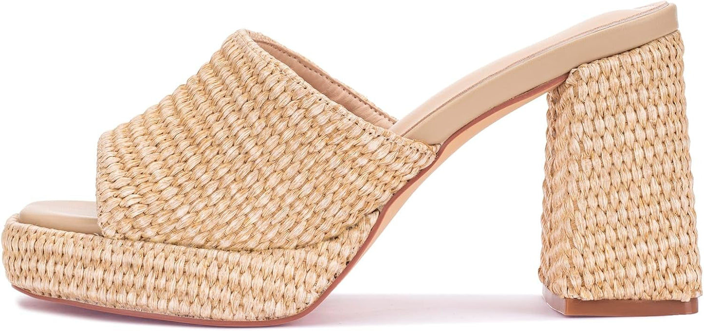 Monrovia Raffia Heeled Sandals for Women - Stylish Summer Footwear