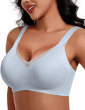 Seamless Mesh Lace Wireless Bra for Women - Full Coverage Support