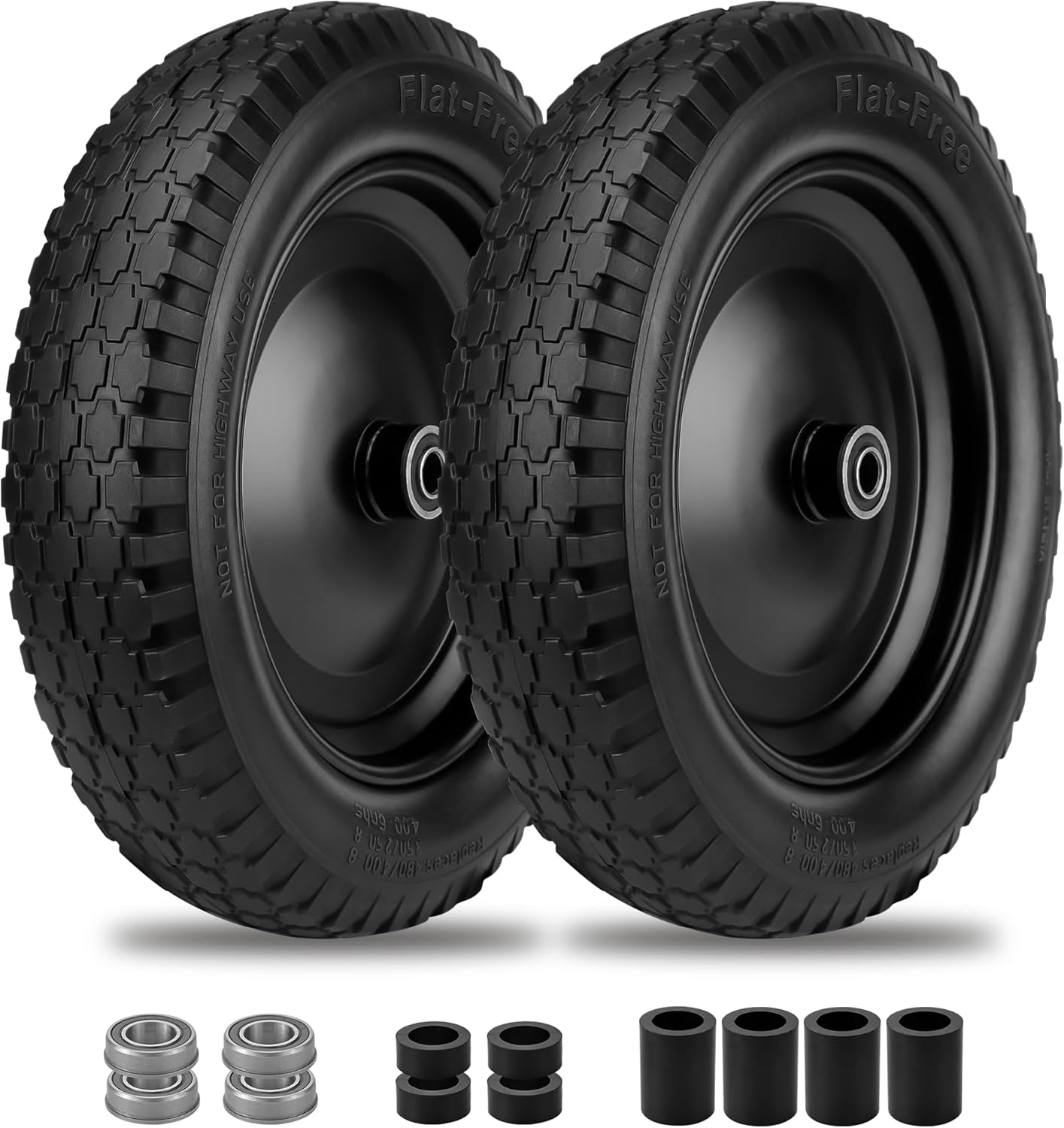 Flat-Free Wheelbarrow Tire 4.80/4.00-8 for Garden Carts