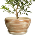 Ceramic Pot for Plants 13 in Round Planter - Modern Yellow