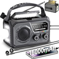 Solar Emergency Crank Radio with 16000mAh Power Bank - NOAA Alerts