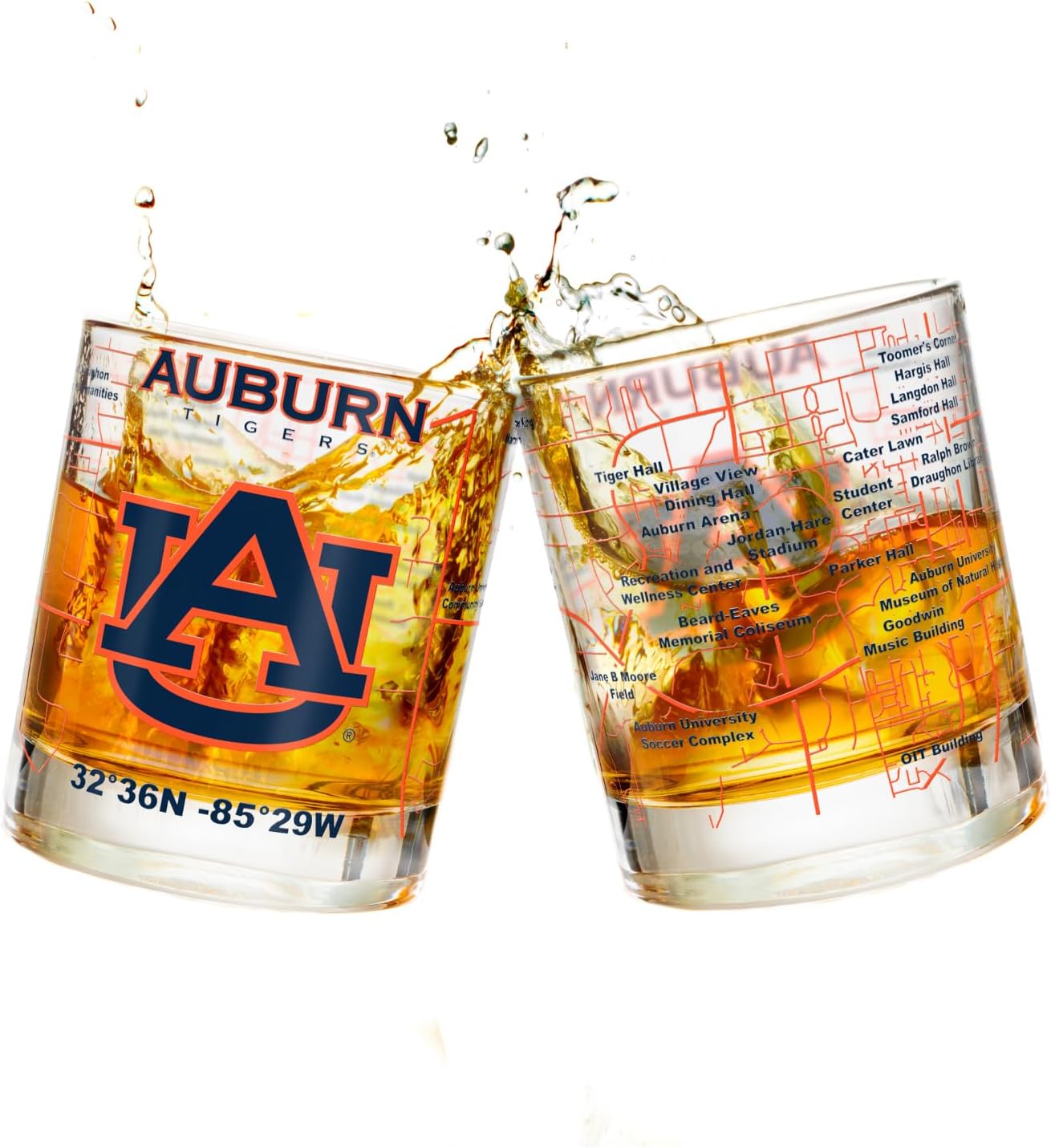University of Auburn Tigers College Whiskey Glasses Set of 2