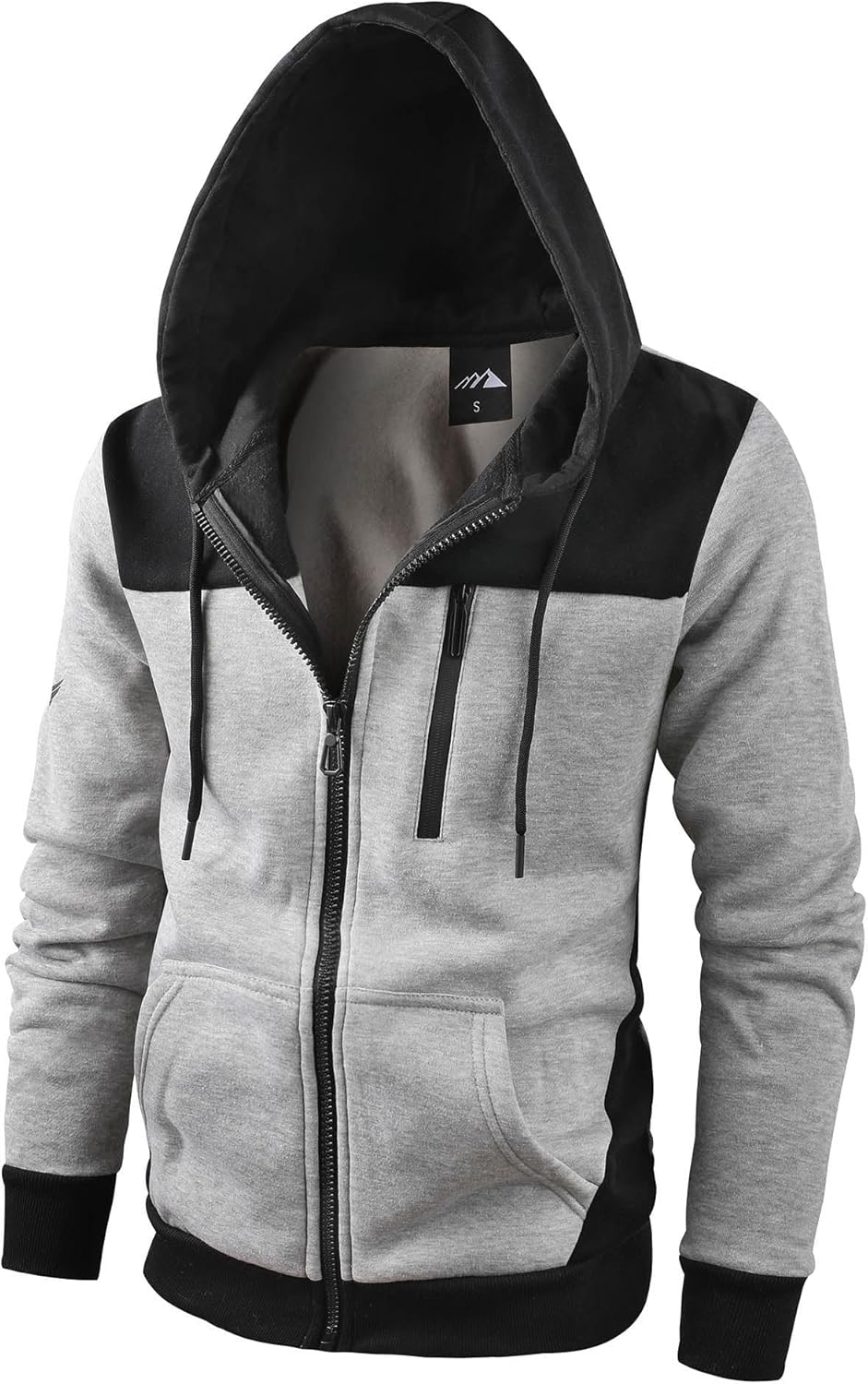 Men's Full Zip Fleece Hoodie Color Block Lightweight Sweatshirt