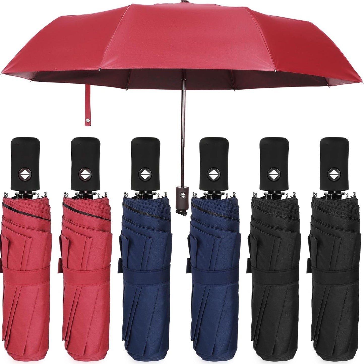 Compact Travel Umbrella Set of 6 for Men and Women - Windproof