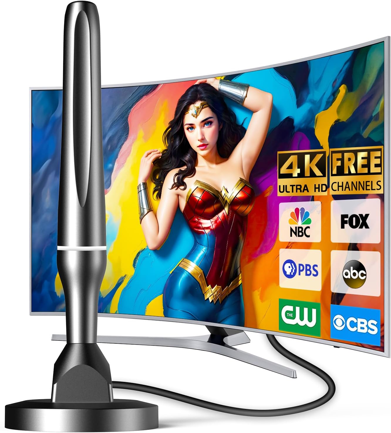 Long Range 4K HD Indoor TV Antenna - Signal Booster for All TVs