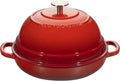6 Quart Red Enameled Cast Iron Bread Oven - Round Dutch Oven