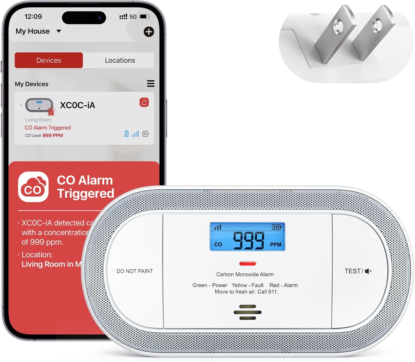 X-Sense Wi-Fi Plug-in Carbon Monoxide Detector with Alerts