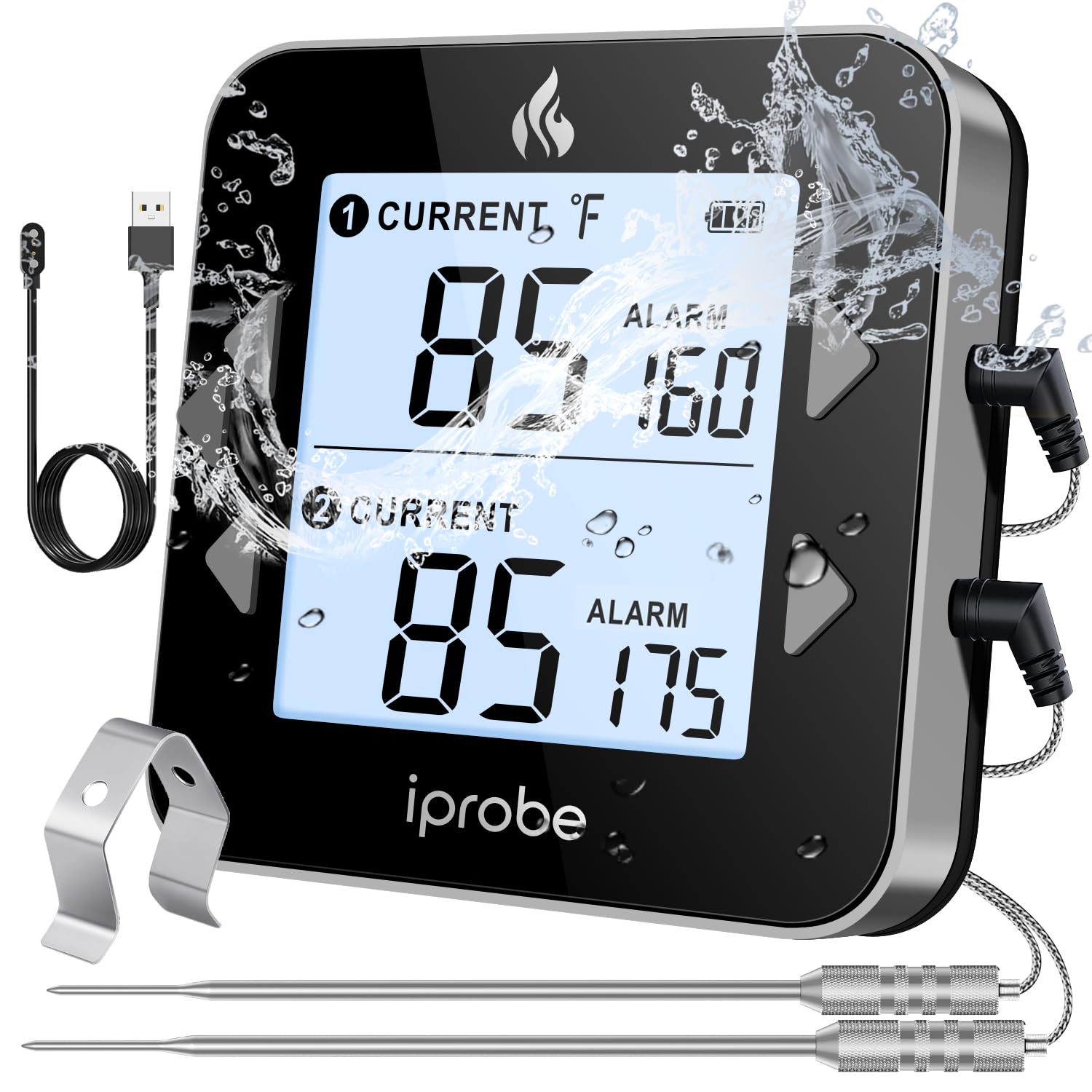iProbe: Dual Probe Meat Thermometer - Rechargeable & Waterproof