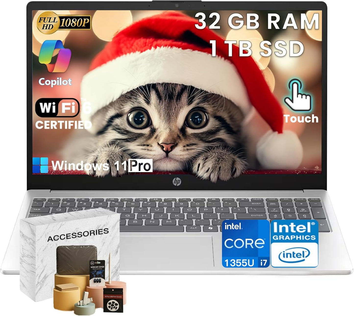 HP Premium 15.6 Touchscreen Laptop with Intel i7 and 32GB RAM
