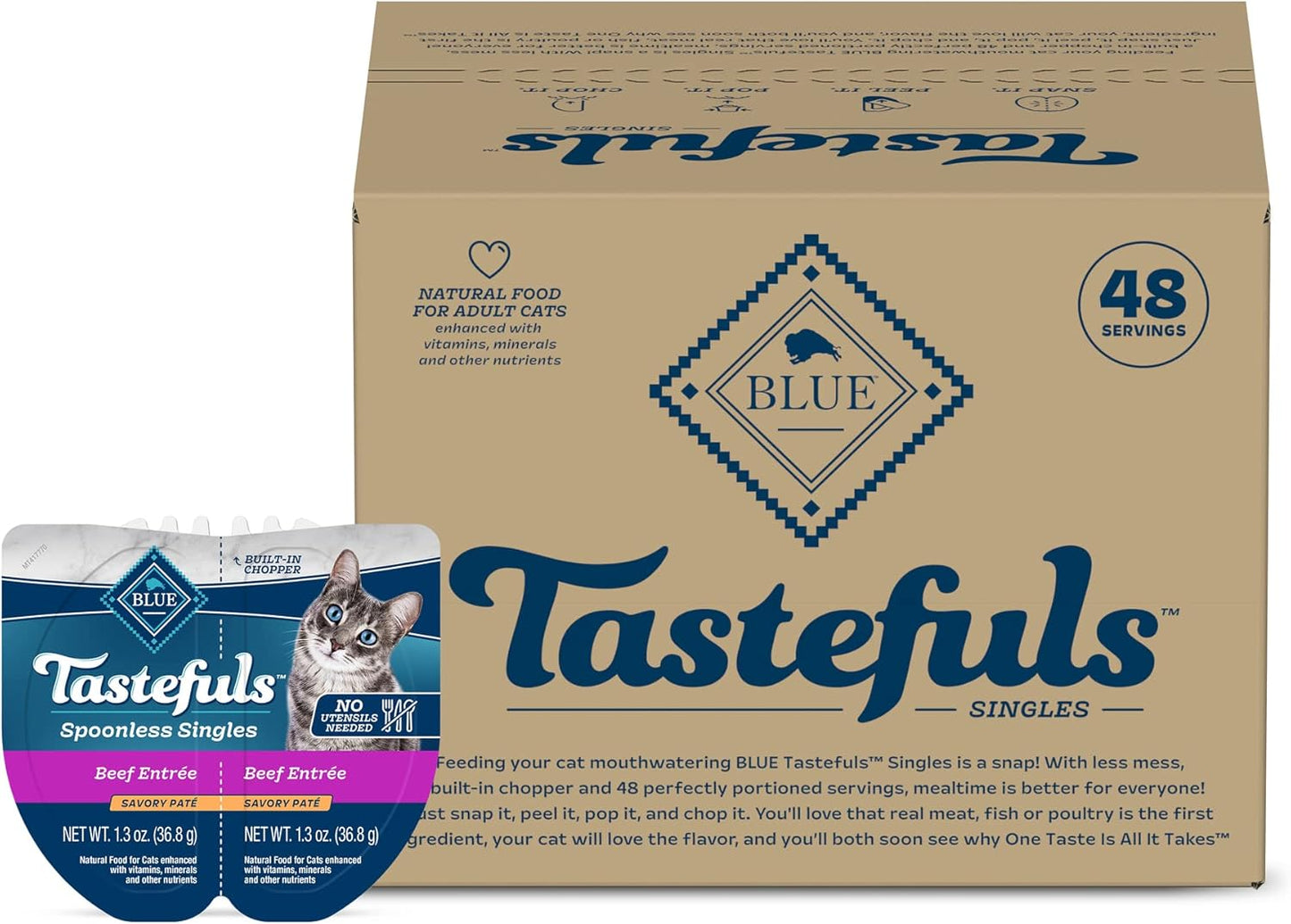 Blue Buffalo Tastefuls Spoonless Singles Beef Wet Cat Food Pate