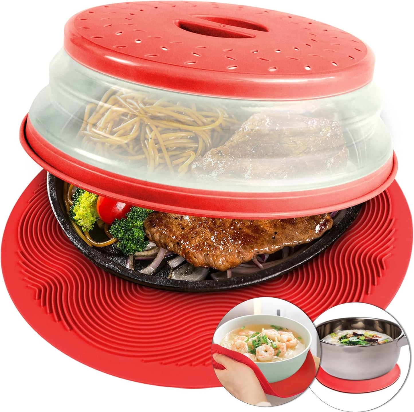 AIDACOM 2in1 Microwave Mat & Cover: Multi-use Kitchen Essential!