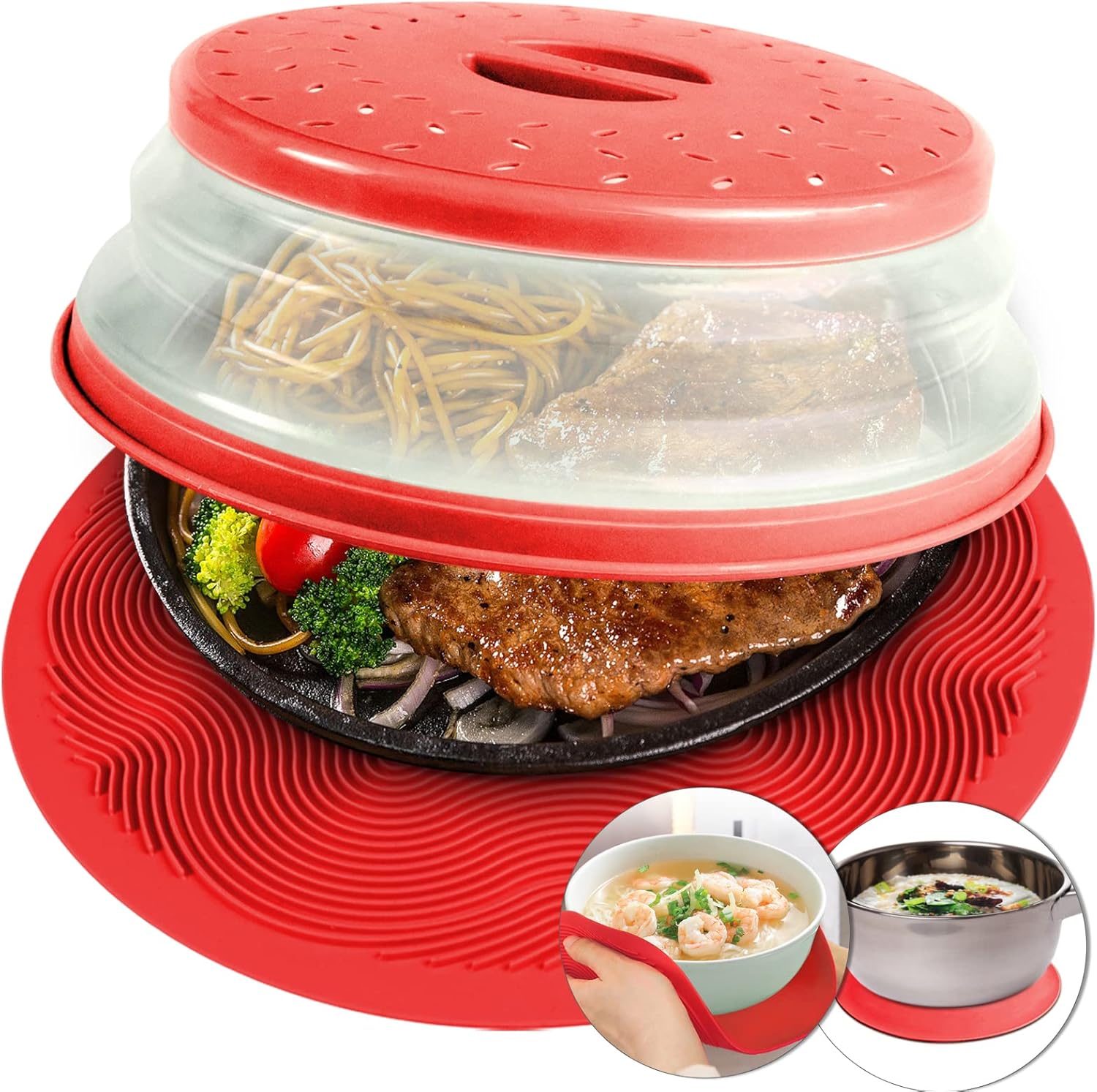 AIDACOM 2in1 Microwave Mat & Cover: Multi-use Kitchen Essential!