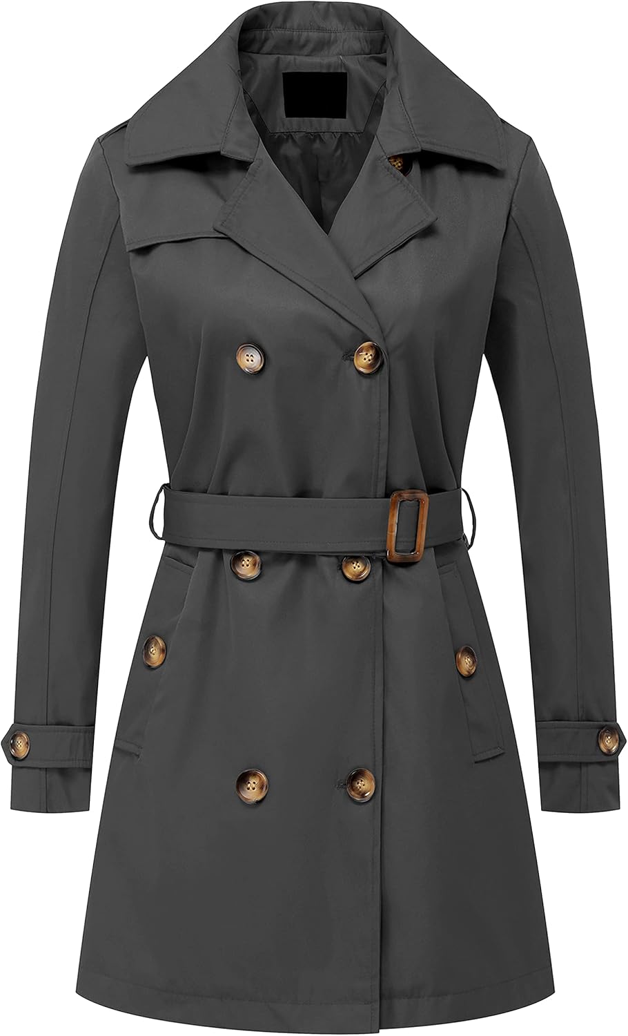 Stylish Women's Double Breasted Trench Coat with Detachable Hood