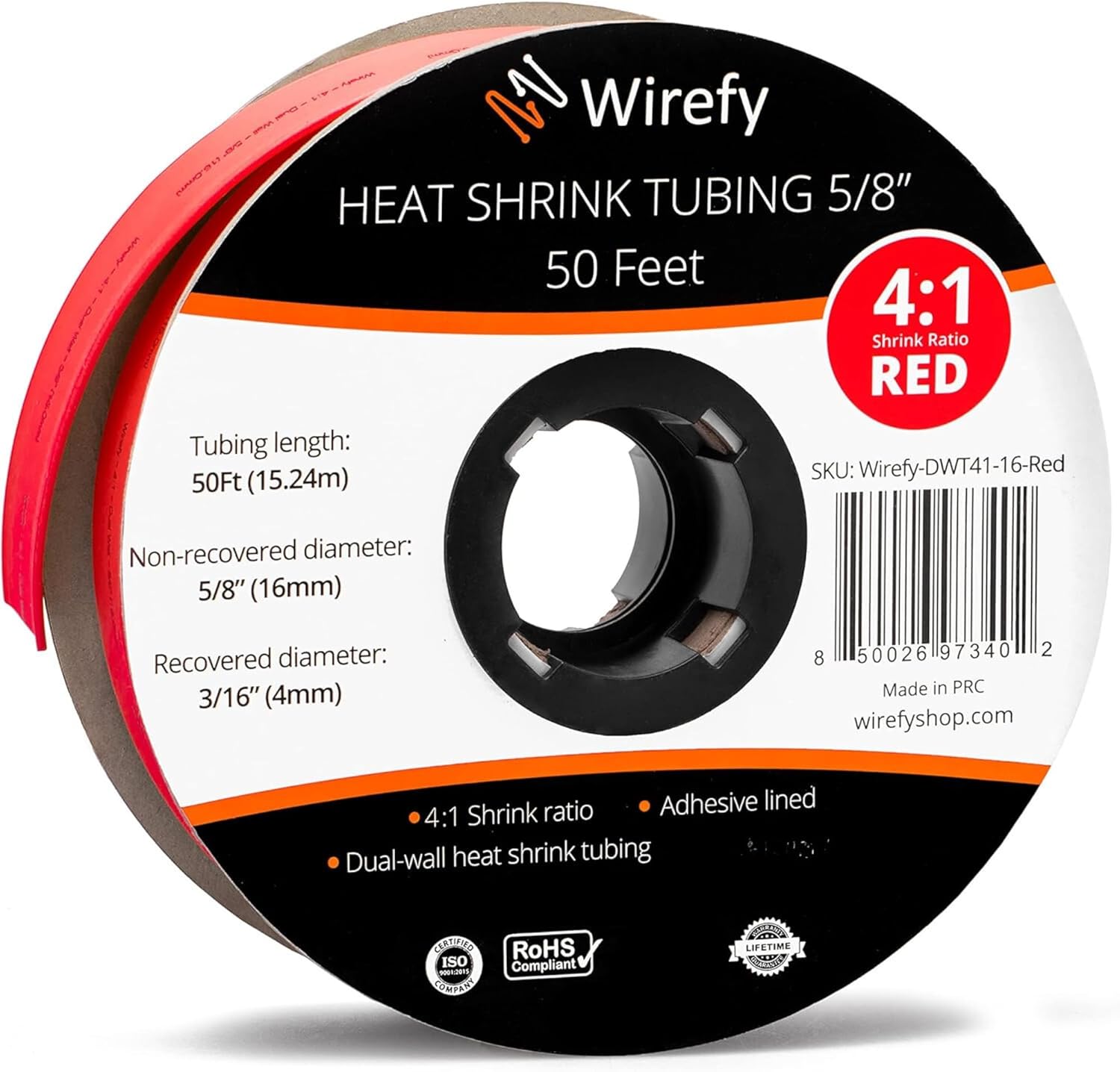 Wirefy 5/8 Heat Shrink Tubing - Adhesive Lined for Strong Seals