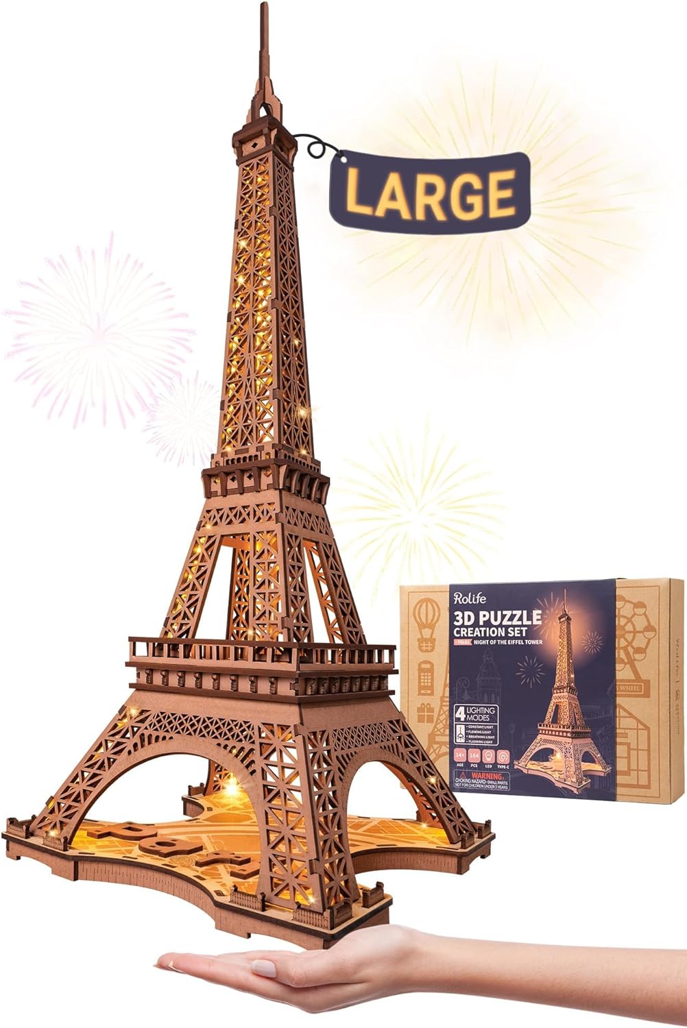 Rolife 3D Wooden Puzzles for Adults - Large Eiffel Tower Set