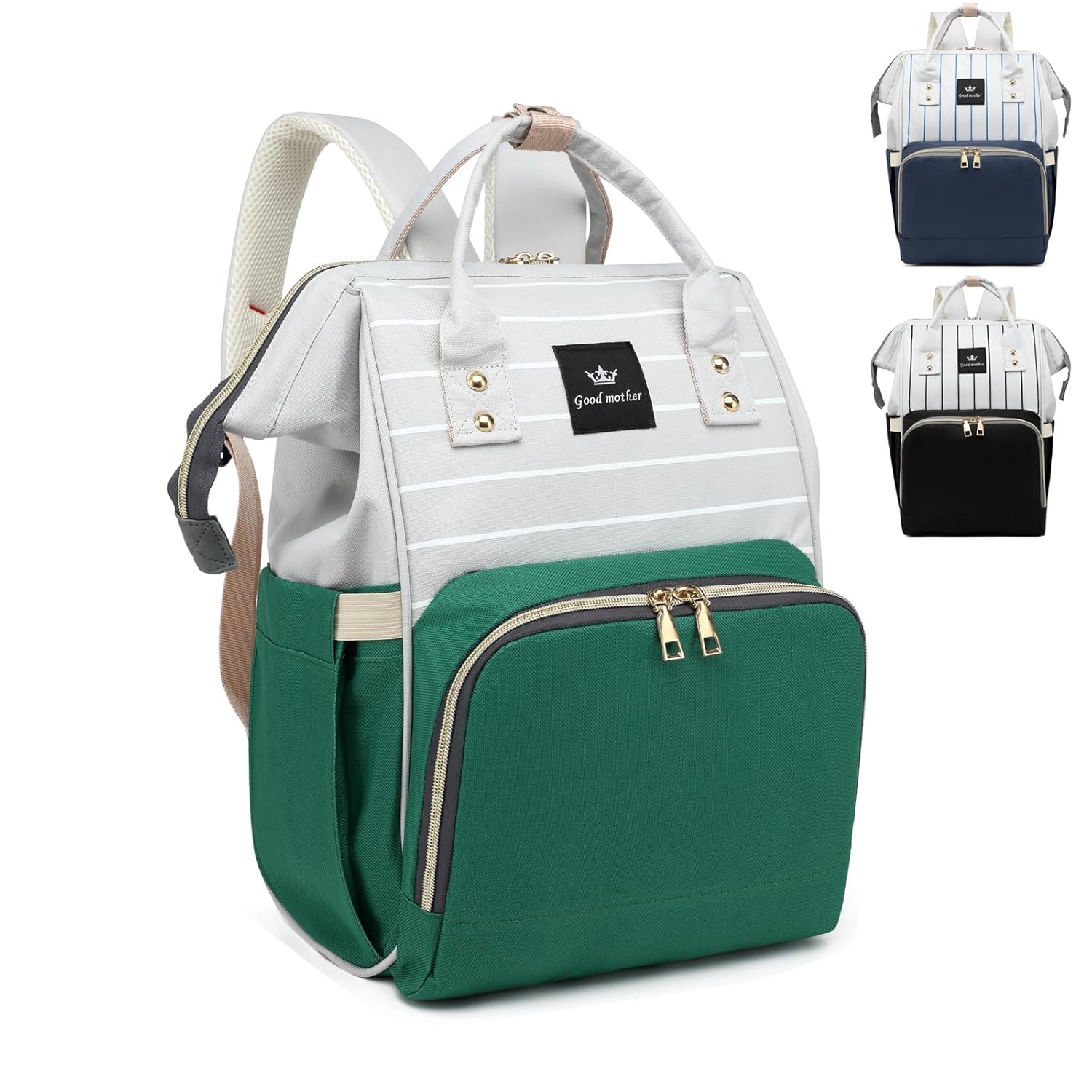 Large Travel Diaper Bag for Baby Girl - Green
