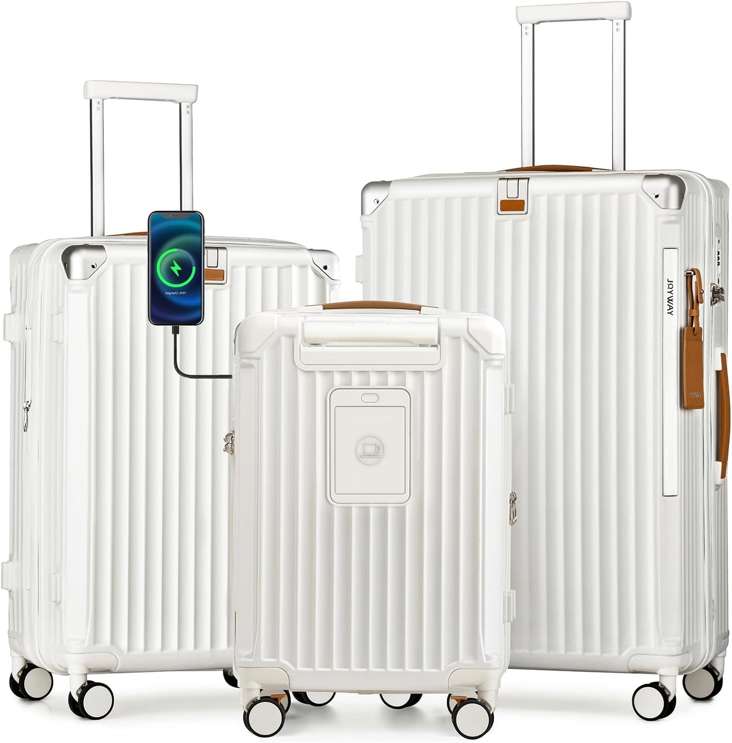 Joyway 3 Piece Set Hardside Expandable Luggage with USB Port