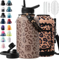Insulated Water Bottle 64 oz Half Gallon - Keeps Drinks Cold 48H