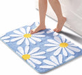 Blue Daisy Bath Mat 24x36 in - Cute Super Absorbent Bathroom Rug