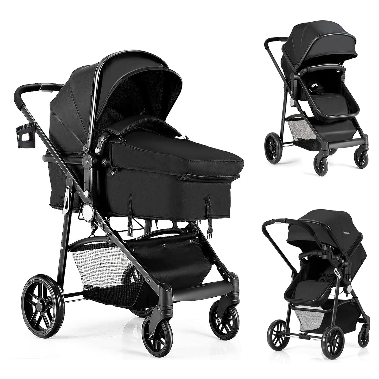 2 in 1 Convertible Baby Stroller with Foot Cover and Storage