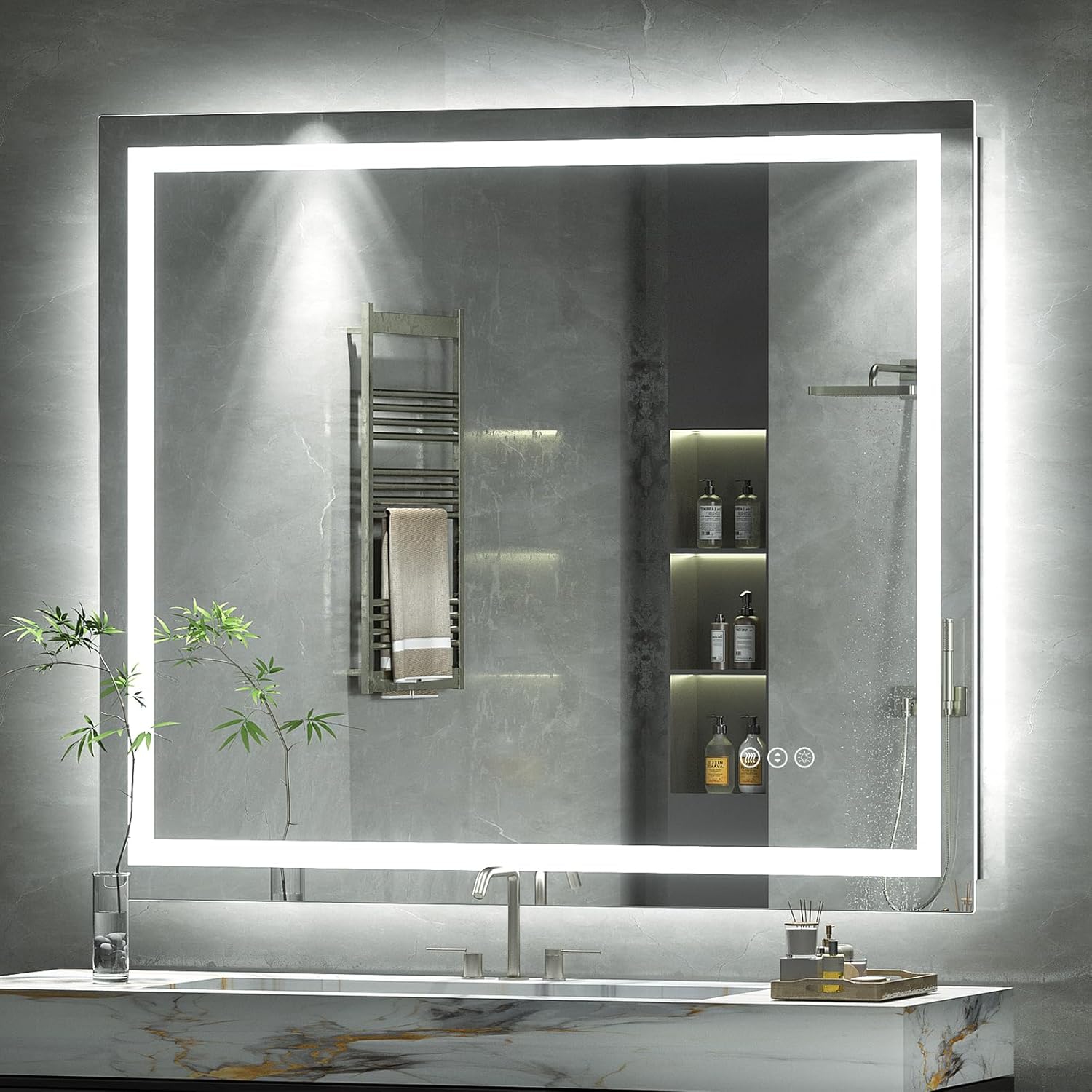 40 x 38 LED Bathroom Mirror for Vanity with Anti-Fog Feature